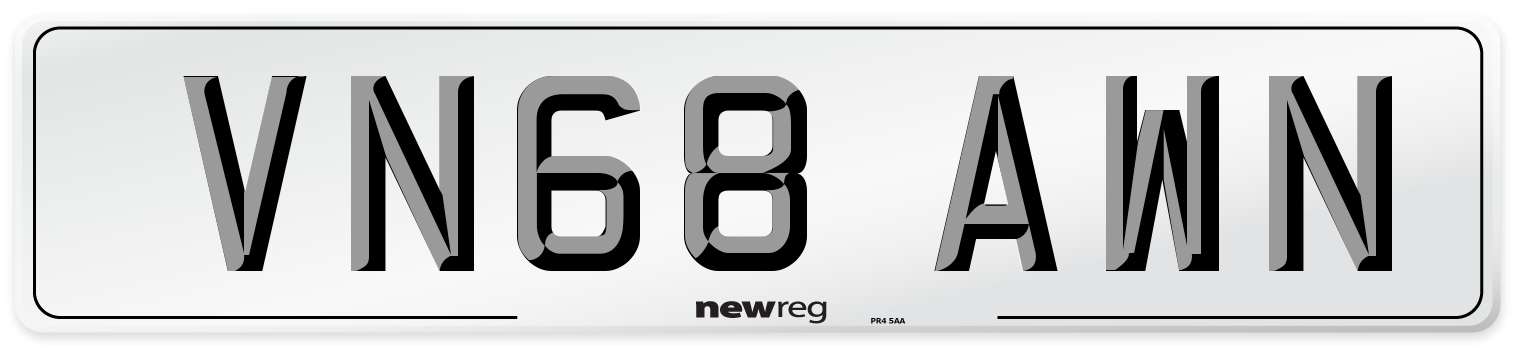 VN68 AWN Number Plate from New Reg